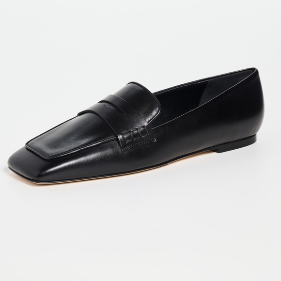 NIB Aeyde Tom Square Toe Calf Leather Black Penny Loafer - Picture 2 of 14